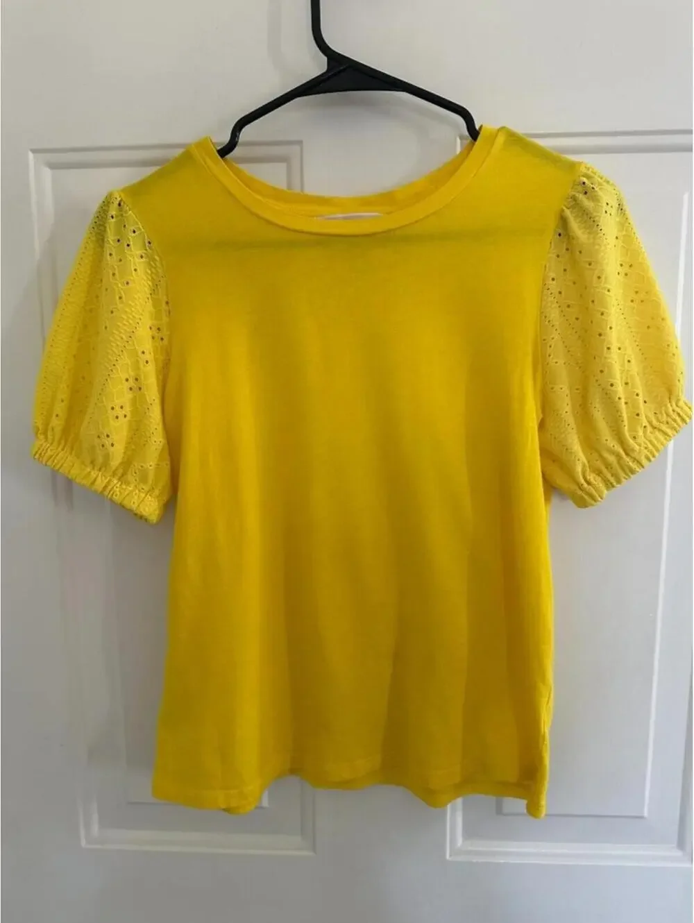 Michael Kors Yellow Eyelet Puff Sleeve Top‎ Women’s Small